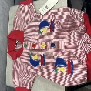 NWT Samara 2121-1401 Sailor‎ Striped Short Sleeve Baby Romper Size 12